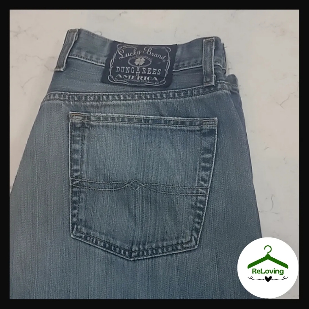 Lucky Brand Dungarees Y2K boot cut zip fly short size 33